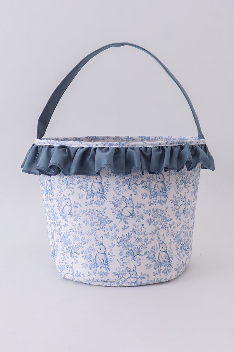 Blue bunny floral ruffle basket