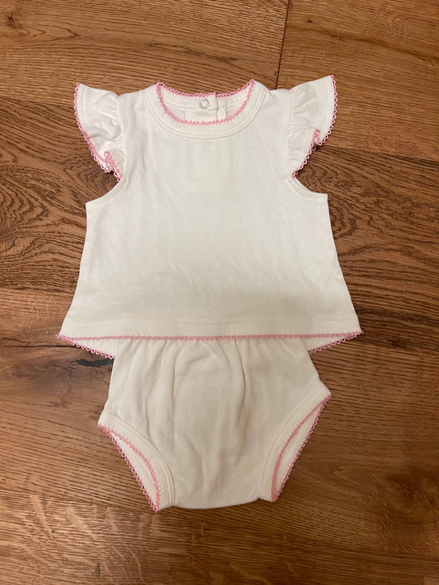 Zsa Zsa & LoLLi - Butterfly Diaper Set (Picot Trim) Baby Gift, Monogram: Pink