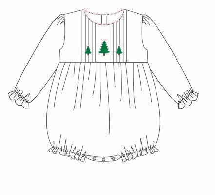 Premium white christmas tree embroidery ruffle bubble
