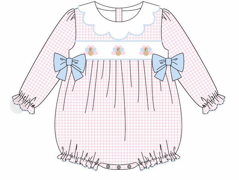 Premium turkey embroidery gingham bubble