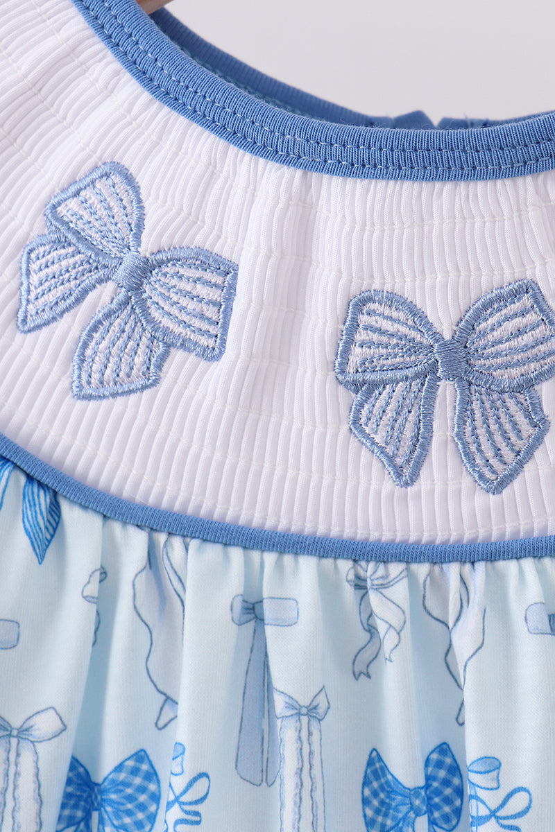 Blue bow smocked dress