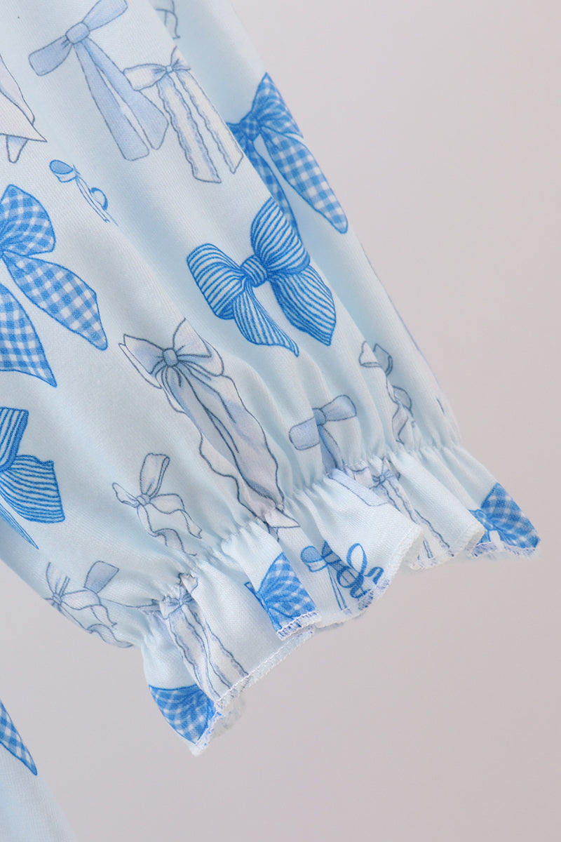 Blue bow smocked dress