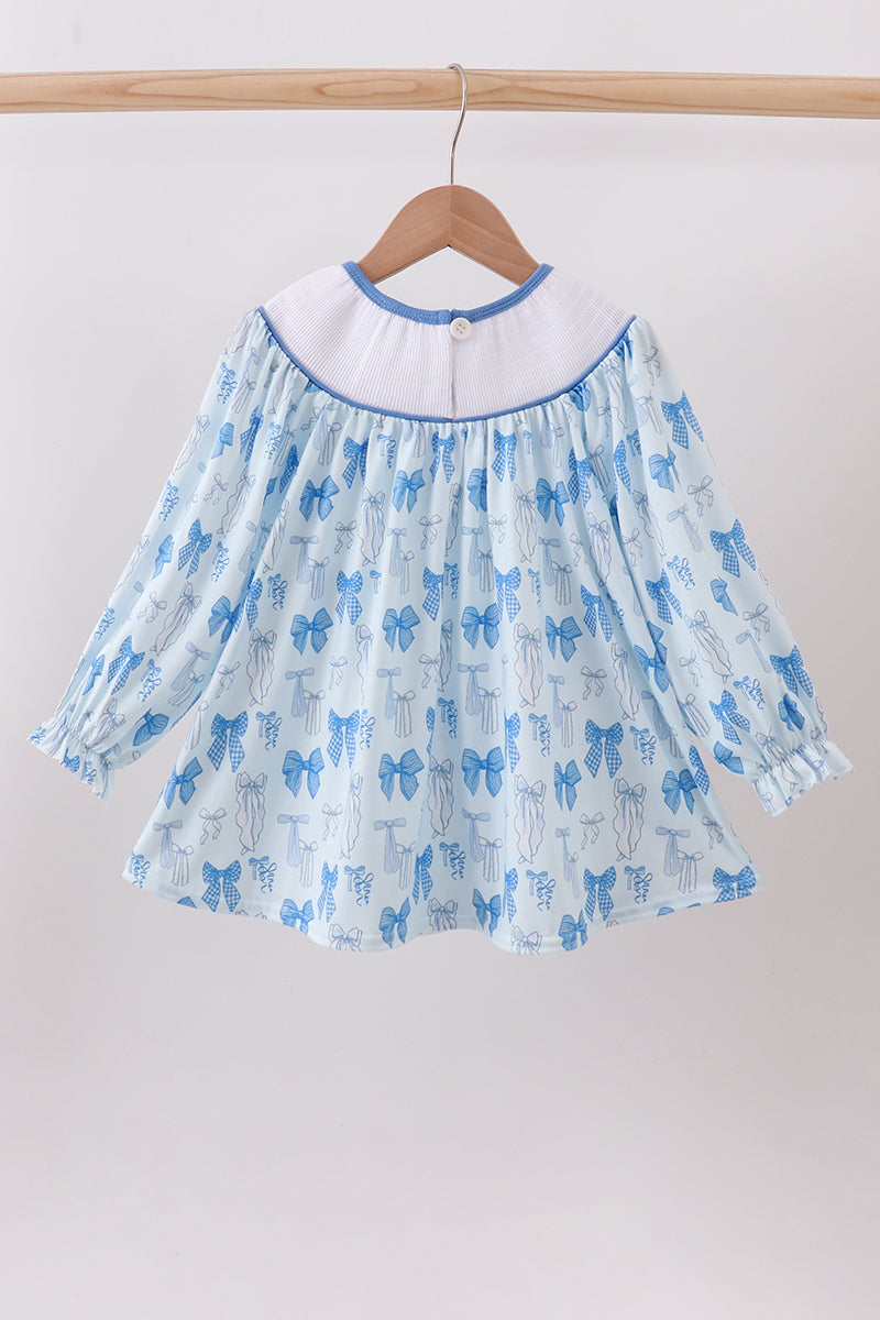 Blue bow smocked dress