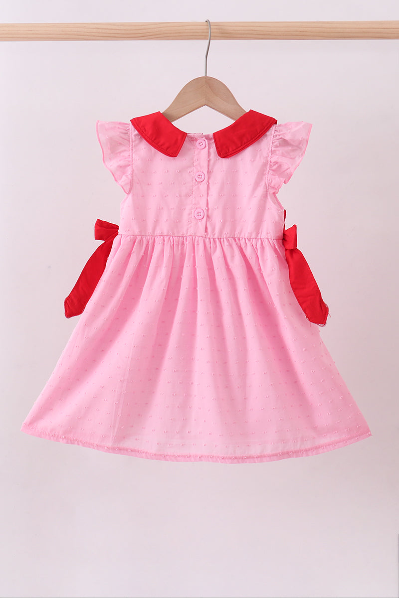 Pink strawberry swiss dot dress