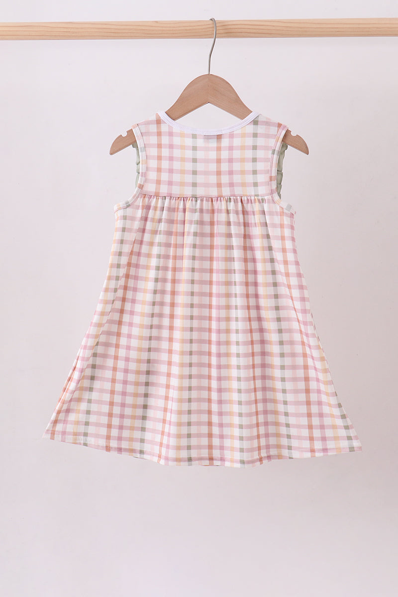Lawb of god applique plaid ruffle dress