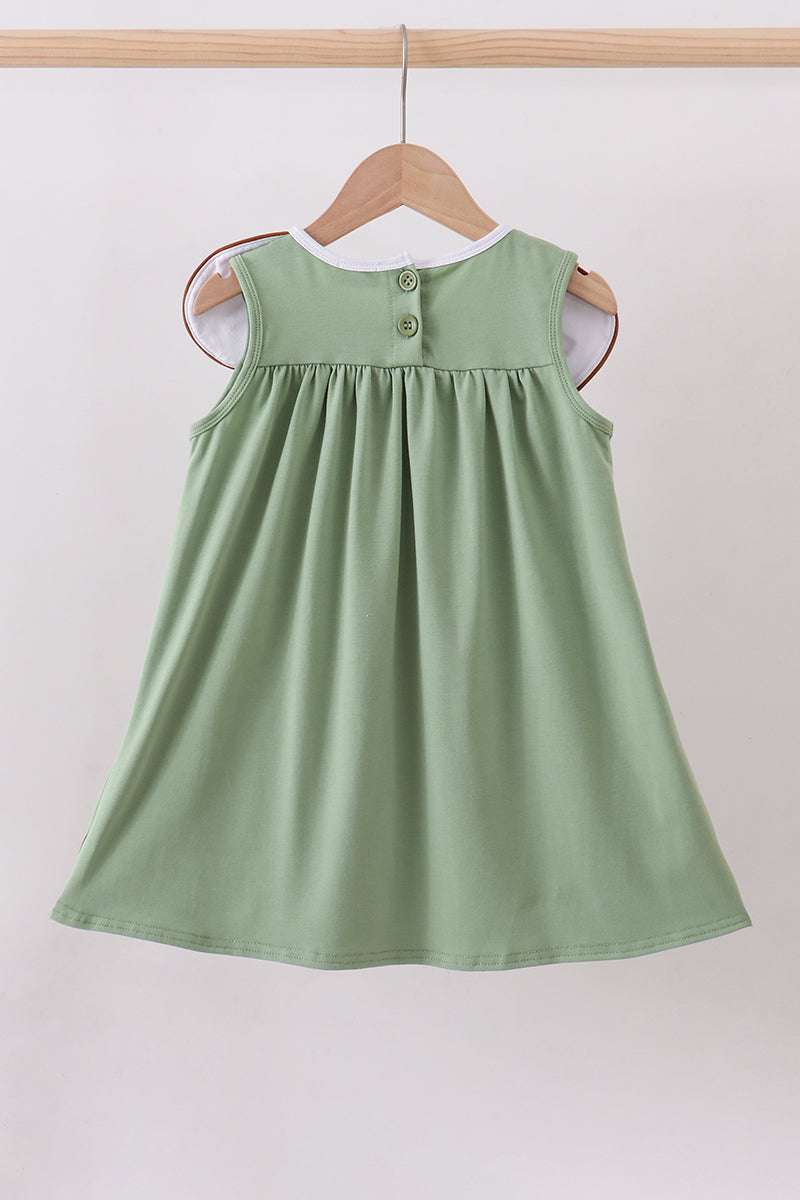 Green camoflage cross applique dress