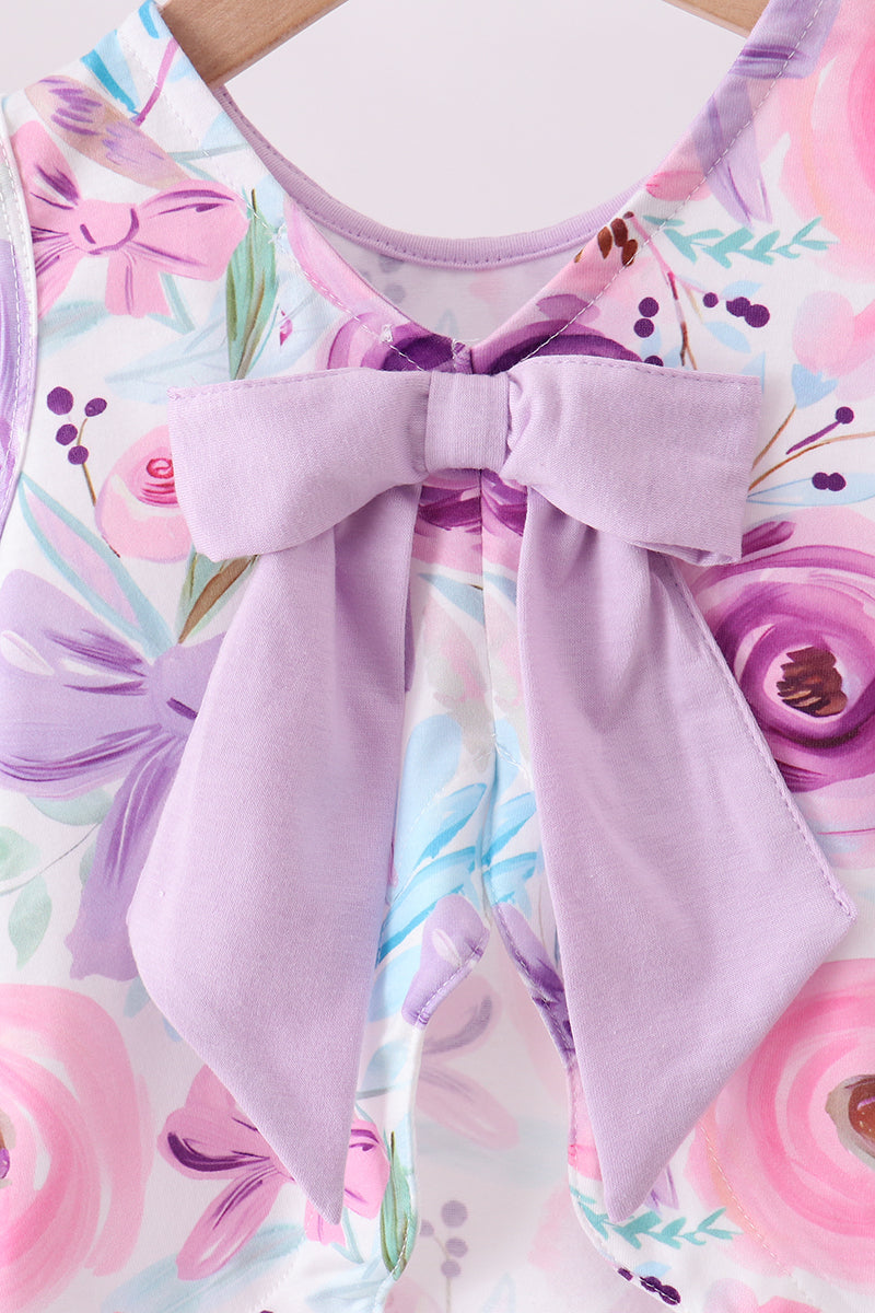 Purple floral print bloomer set