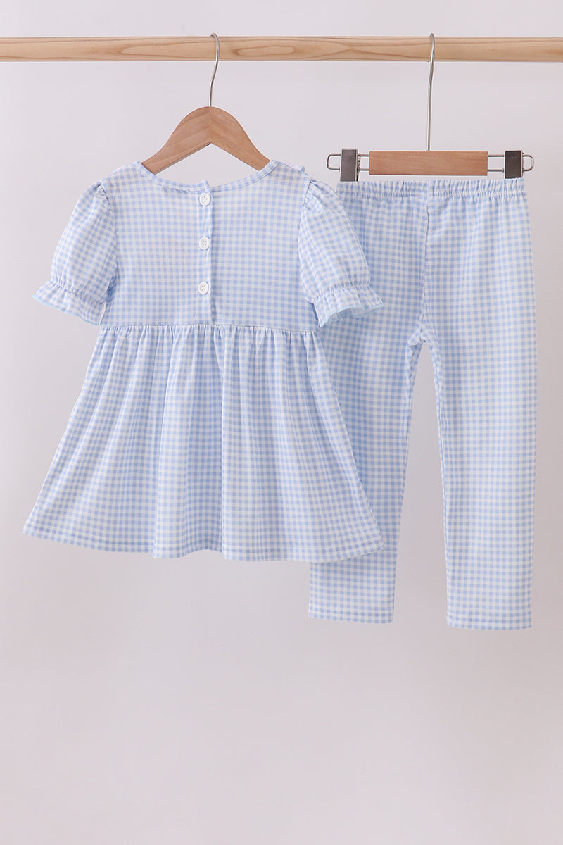 Blue nativity embroidery pants set