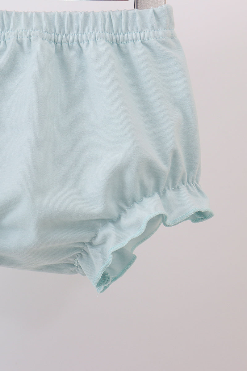 Blue snowman christmas tree smocked bloomer set