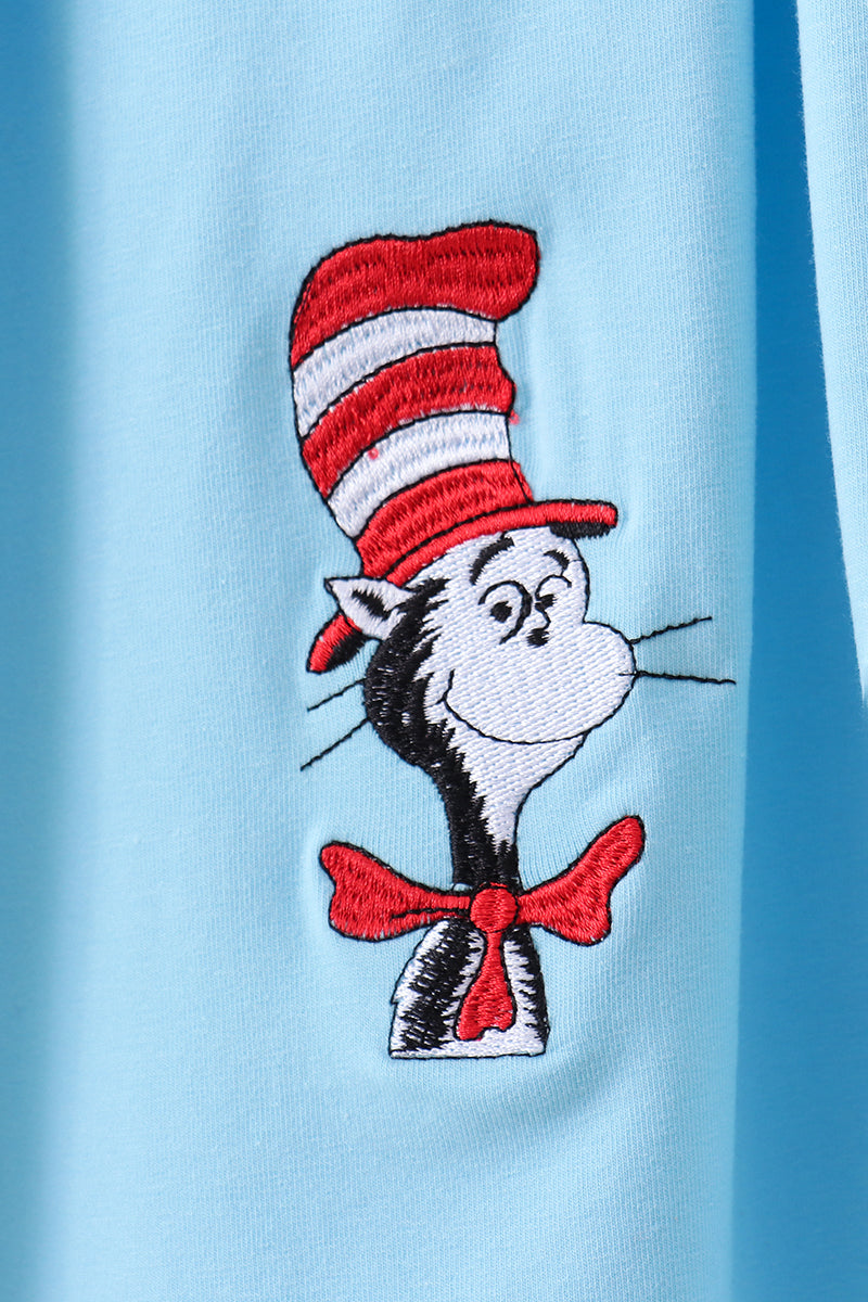 Blue character embroidery dress