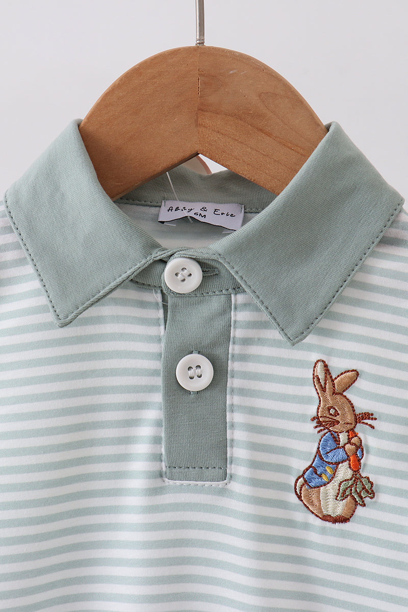 Sage bunny embroidery stripe bubble