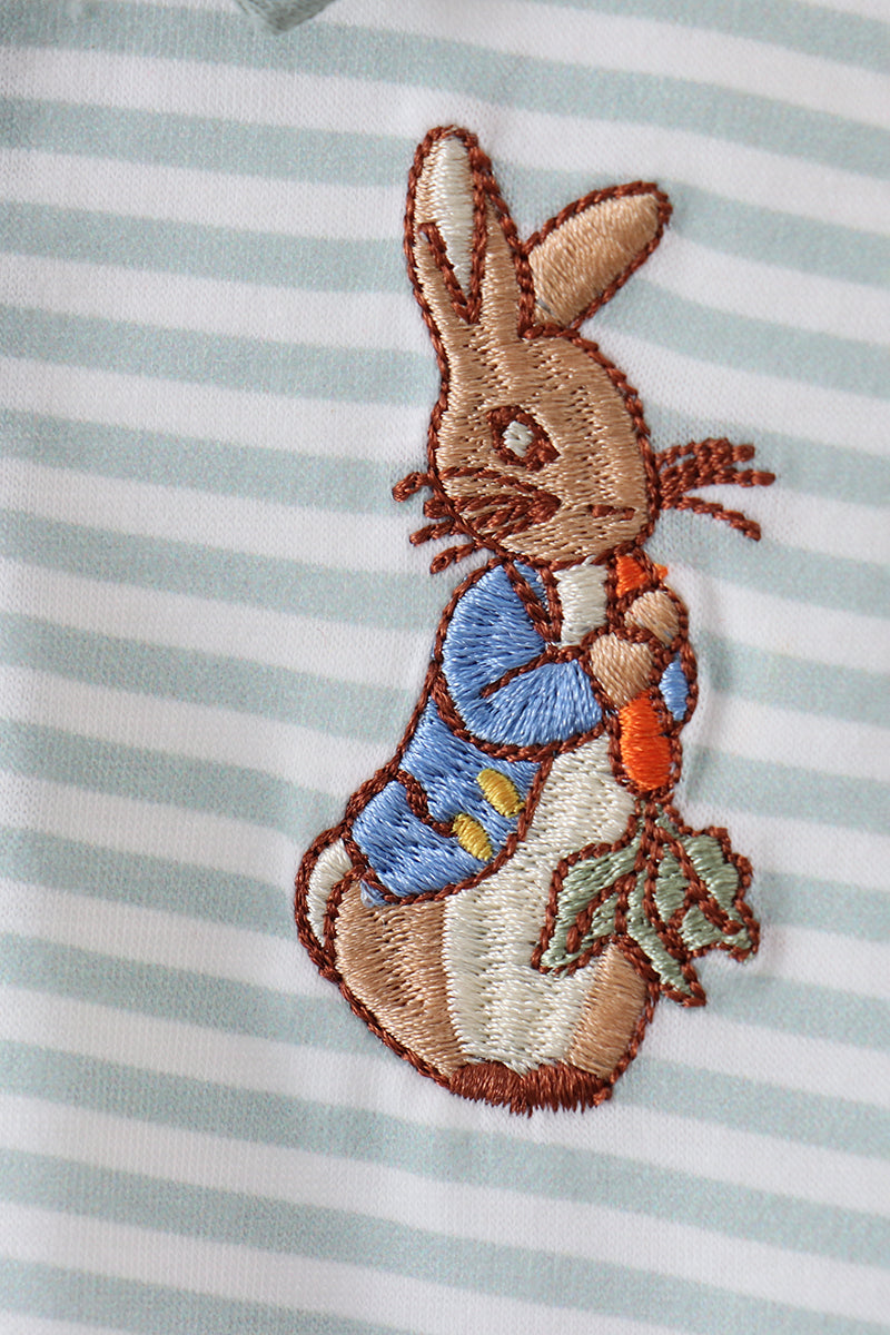 Sage bunny embroidery stripe bubble