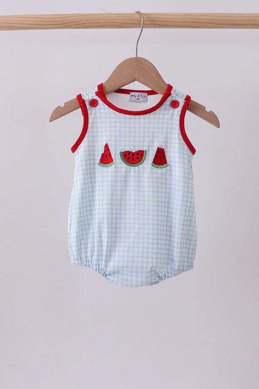 Blue watermelon embroidery bubble