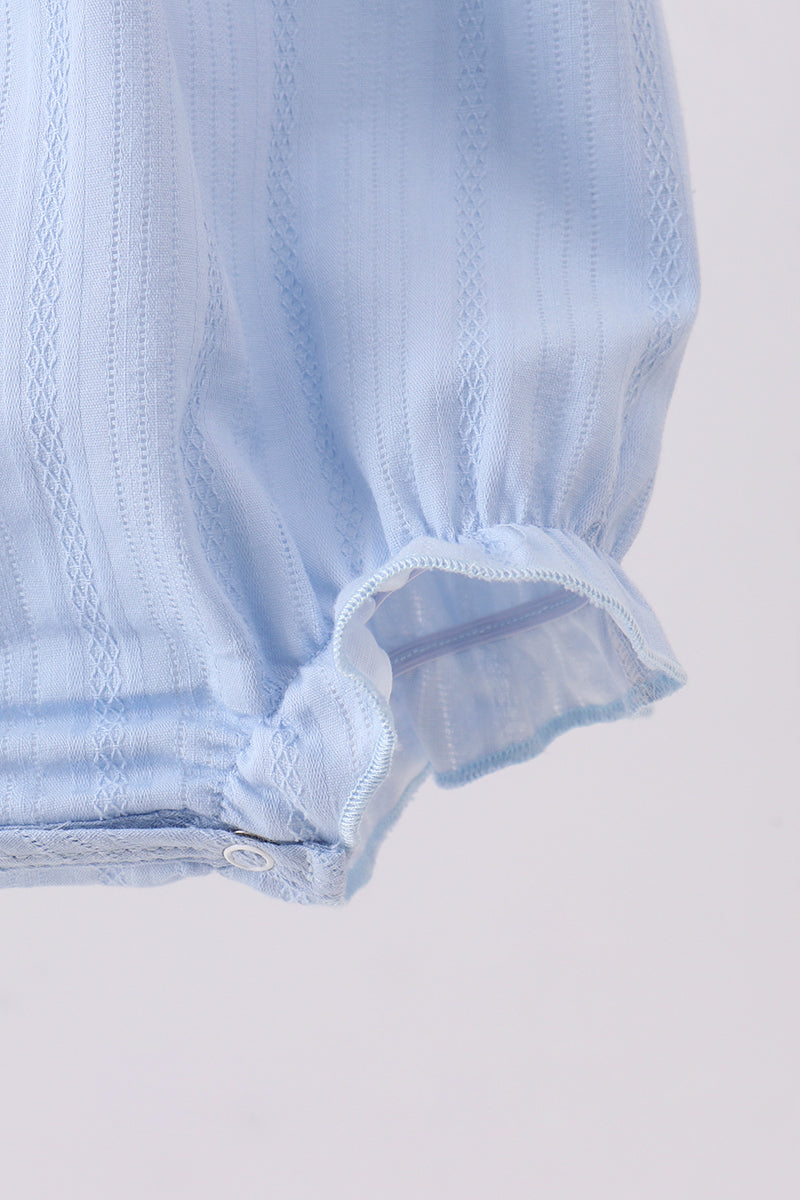 Blue sailboat embroidery jacquard ruffle bubble