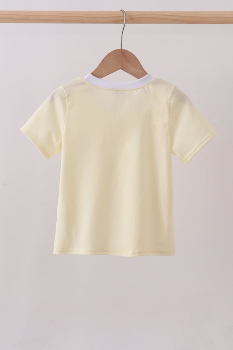 Yellow cross embroidery top