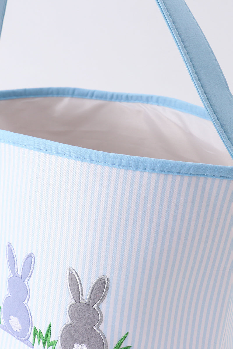 Blue stripe bunny basket