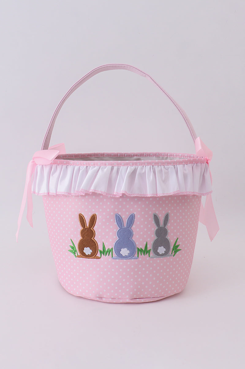 Pink bunny ruffle bow basket
