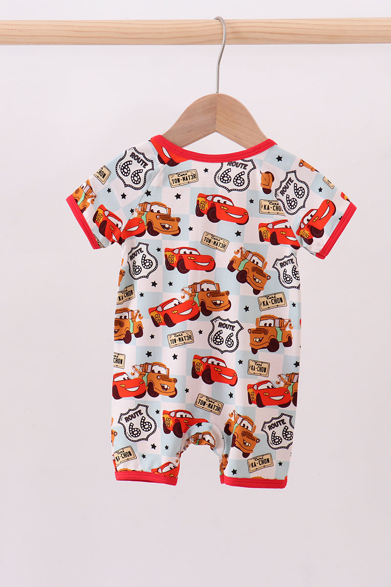Red character bamboo romper