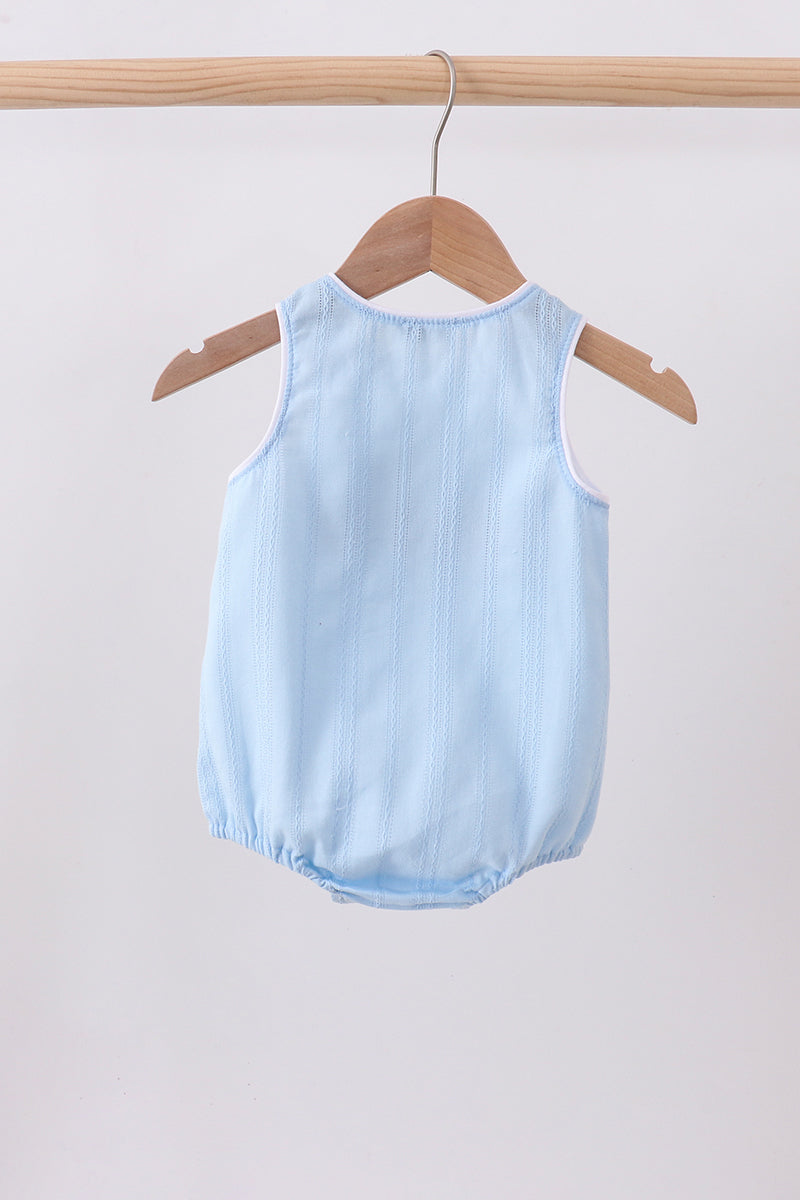 Blue flag smocked jacquard bubble