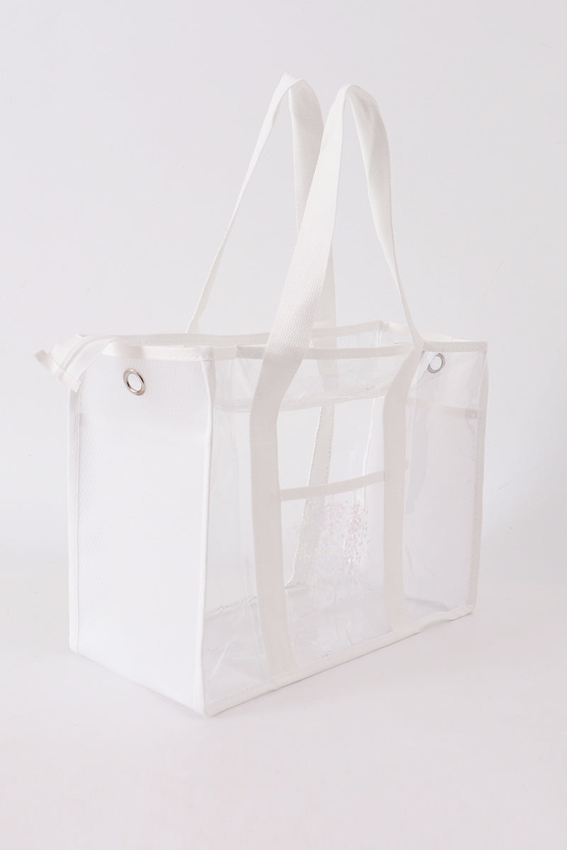 White clear waterproof beach travel bag