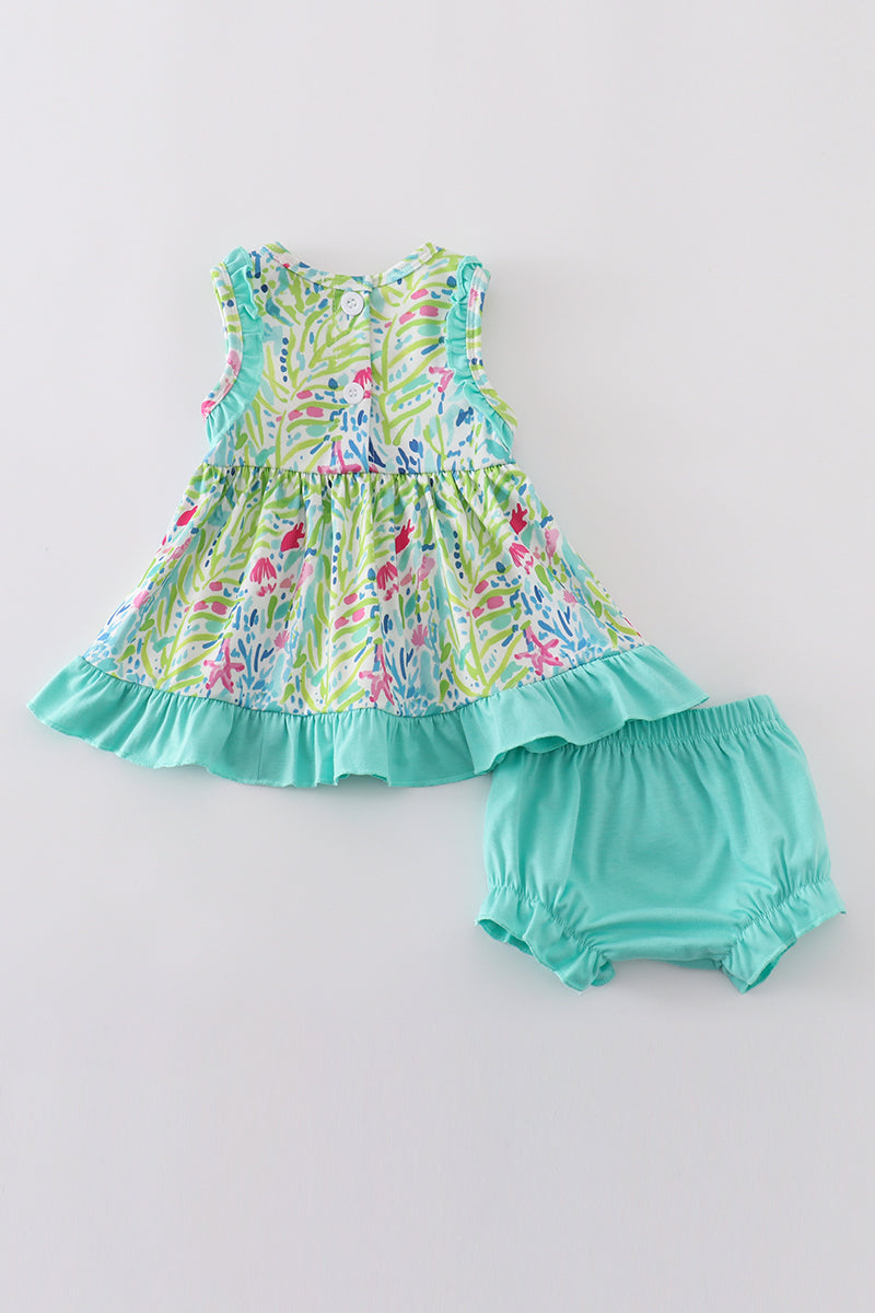 Tropical breeze print bloomer set