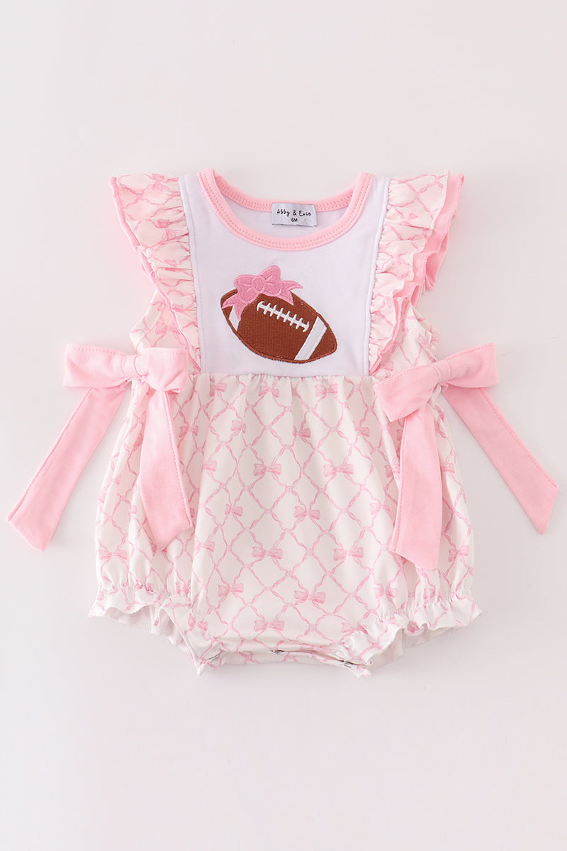 Pink bow football embroidery girl bubble