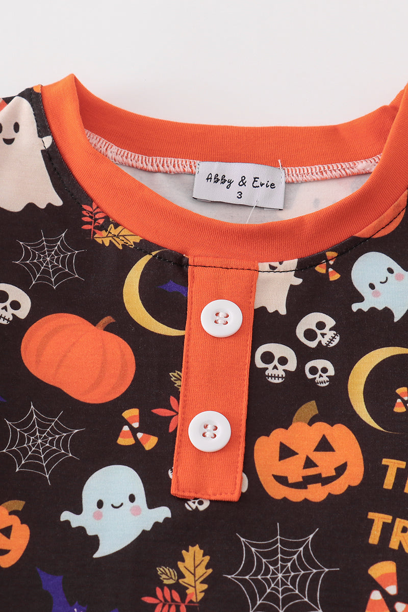 Orange halloween ruffle boy top