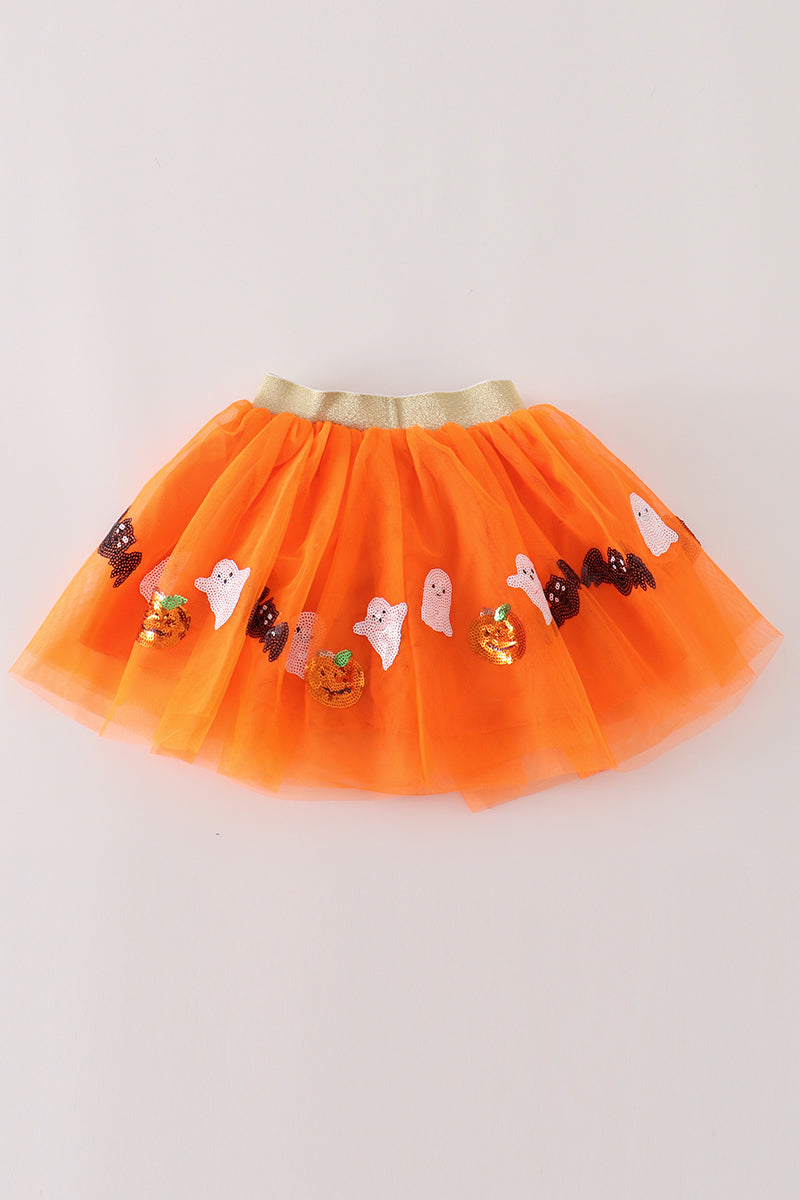 Orange halloween sequin tutu skirt