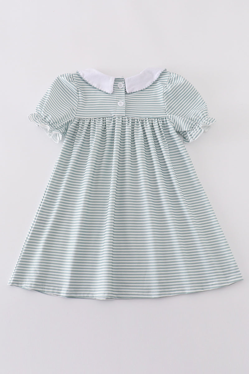 Sage stripe girl dress