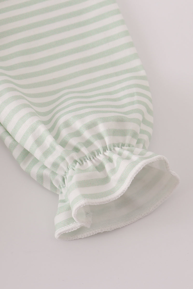 Sage turkey applique stripe ruffle bubble