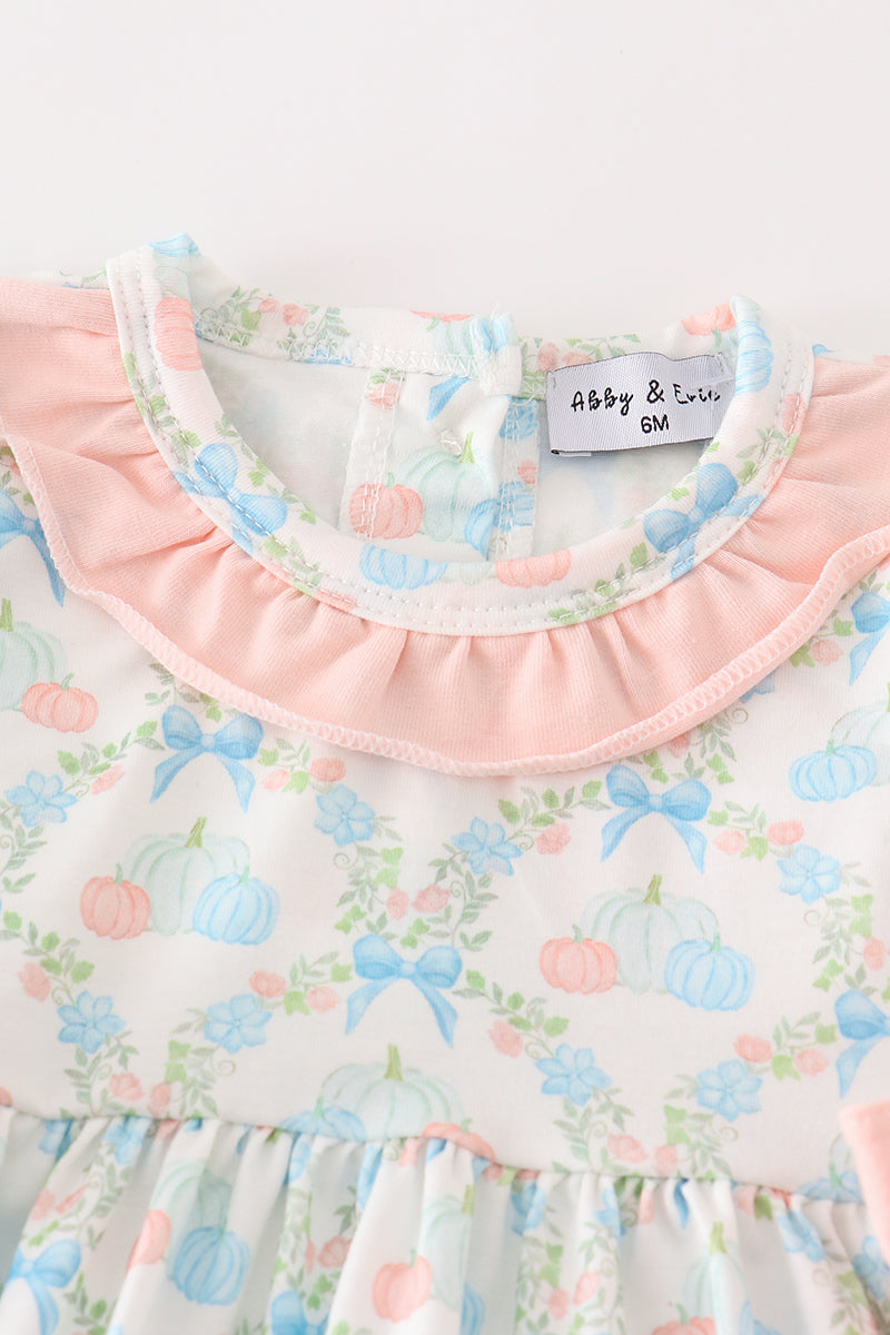 Pink pumpkin print baby girl set