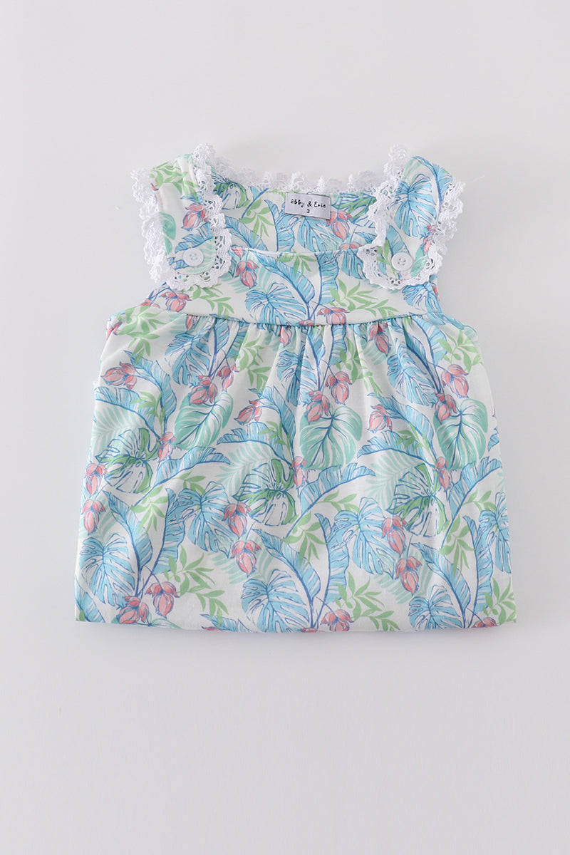 Tropical rainforest plant print dress