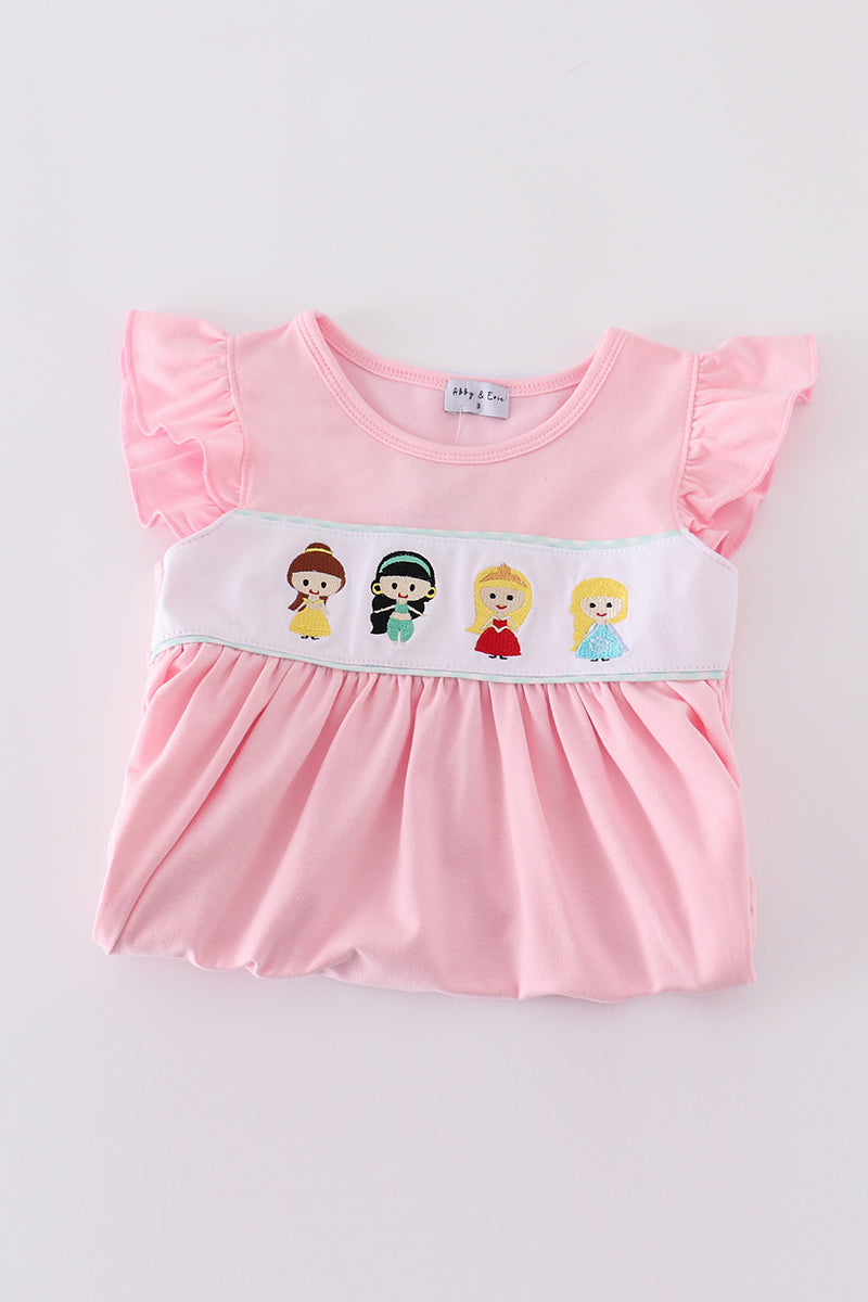 Pink princess embroidery girl dress