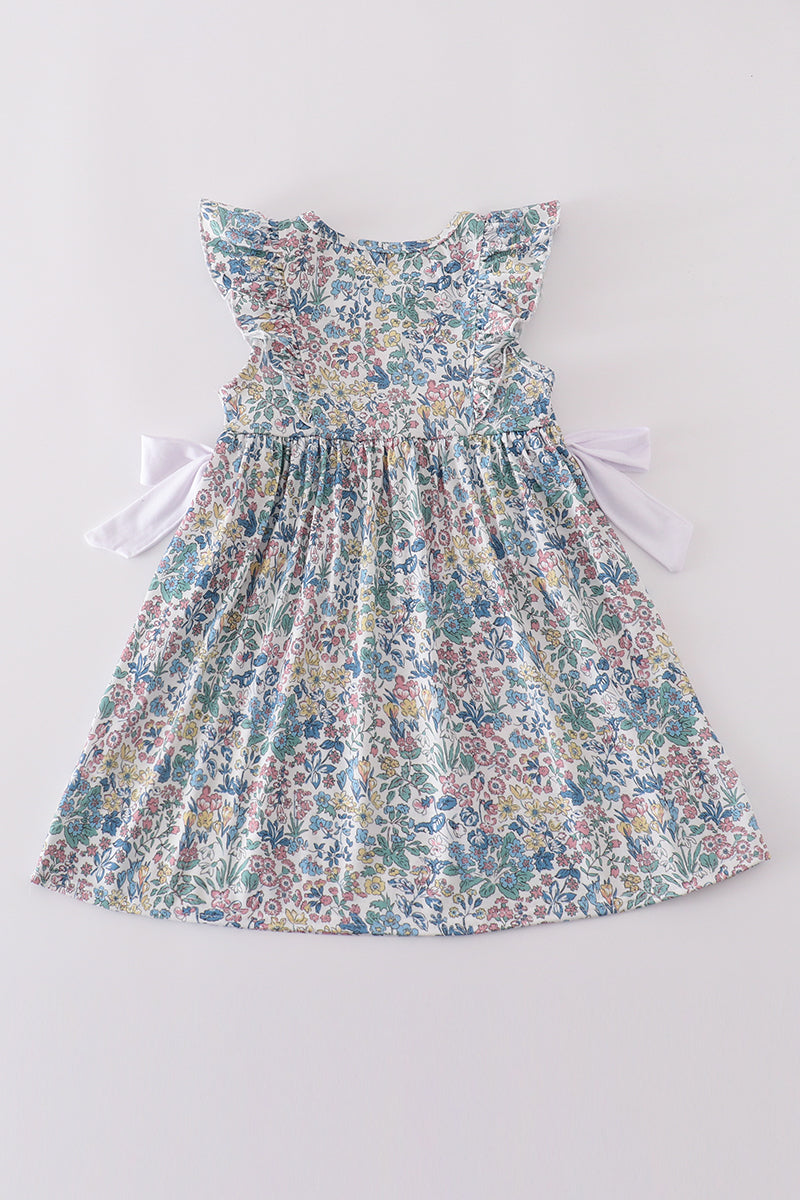 Vintage meadow print bow dress