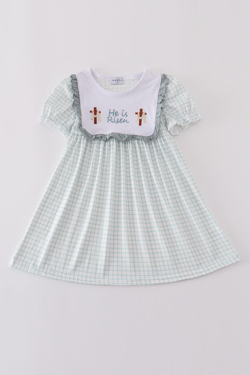 Blue he is risen embroidery dress