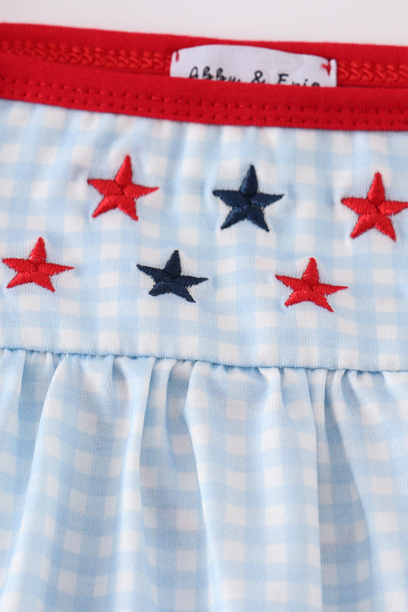Gingham star embroidery dress