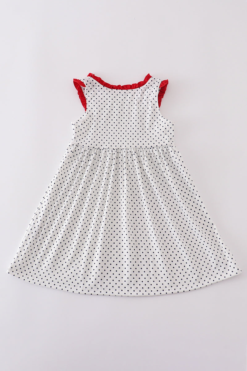 Red cake embroidery dot dress