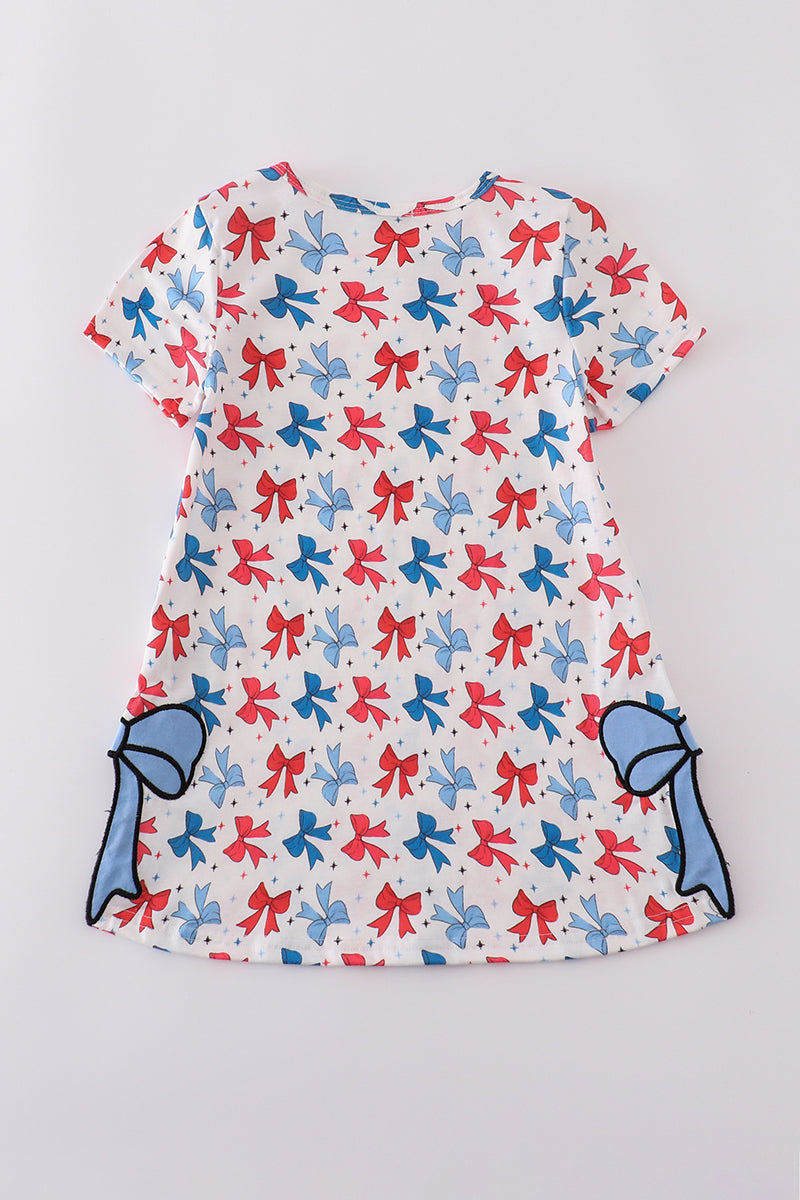Bow applique print mom&me dress