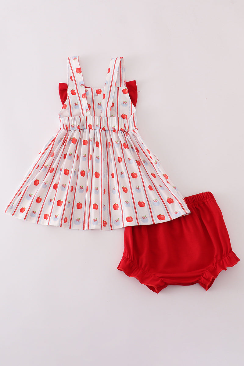 Red apple bow bloomer set