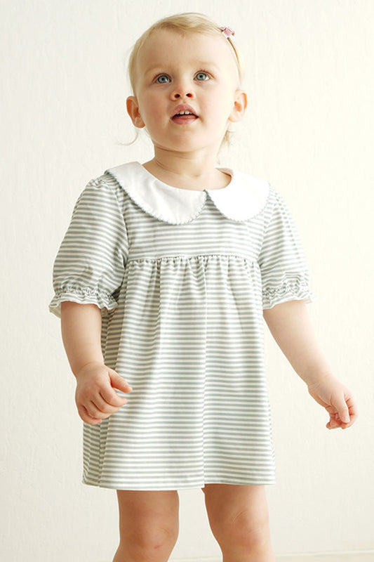 Sage stripe girl dress