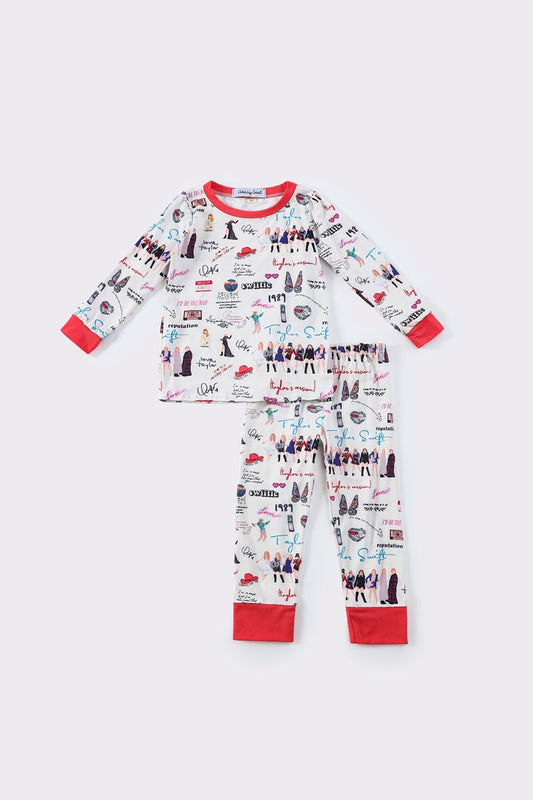 Pink music fan print pajamas set