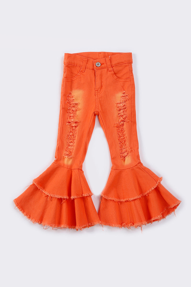 Orange double layered denim jeans