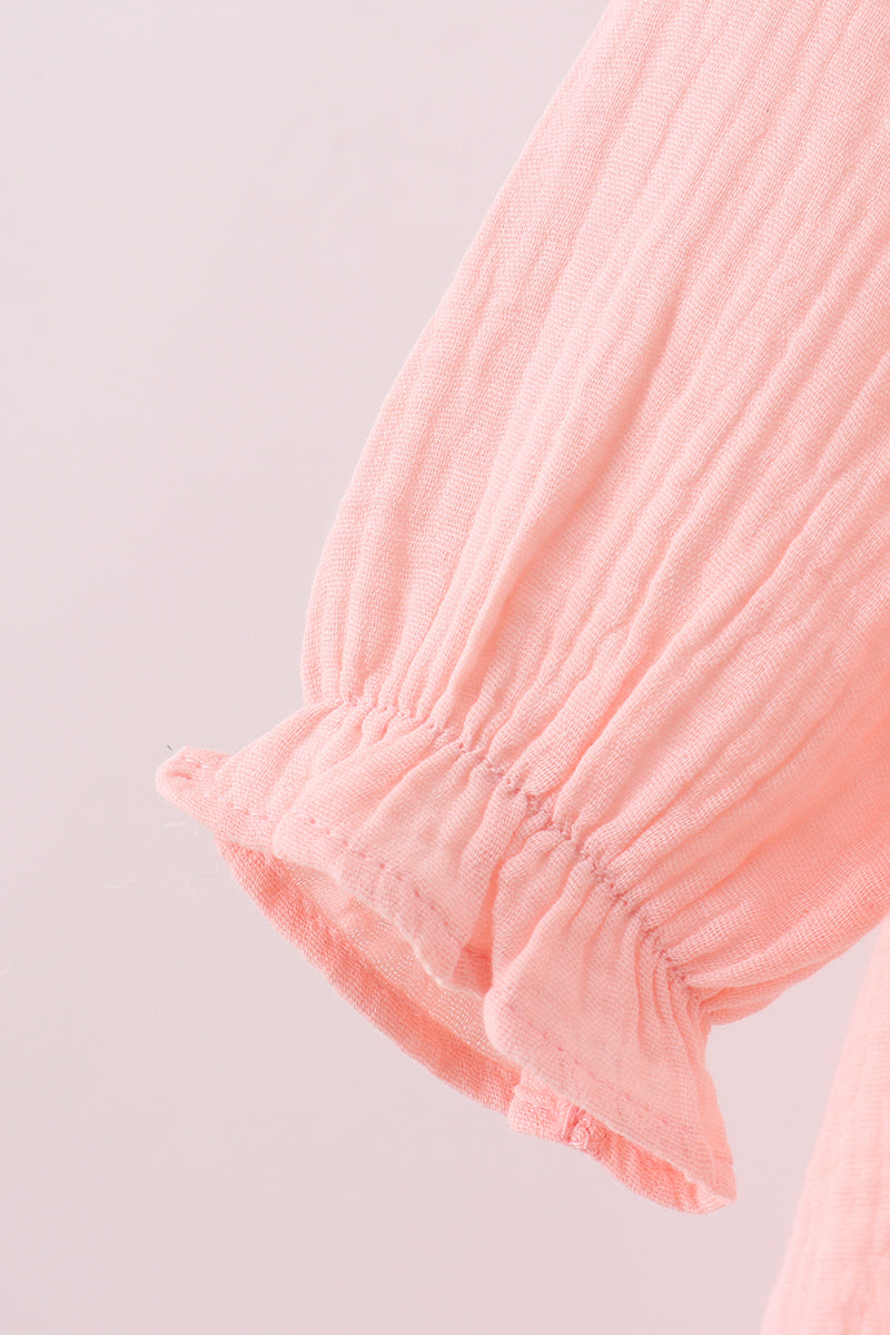 Premium pink ruffle muslin dress