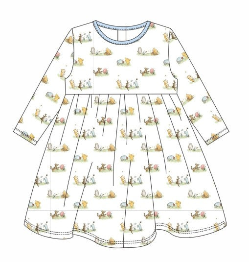 Premium blue character print bamboo dress