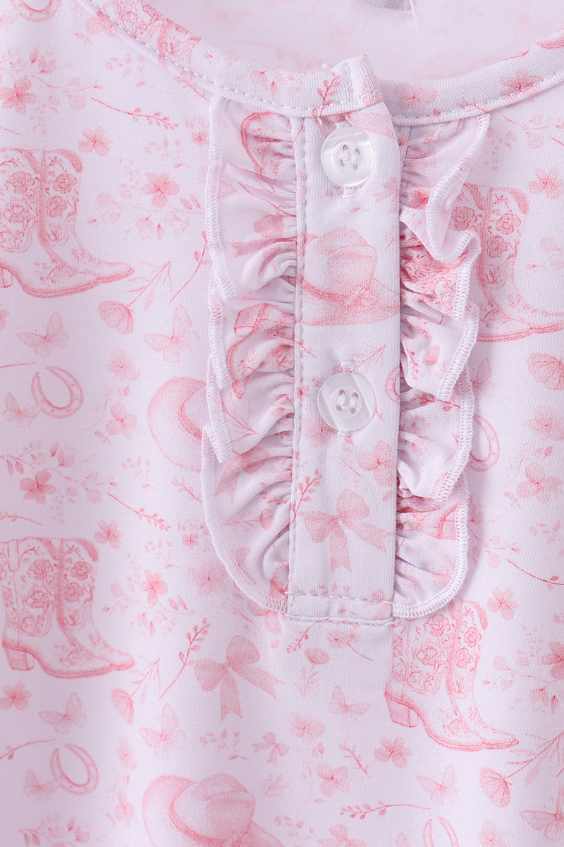 Premium pink boots bamboo pants set