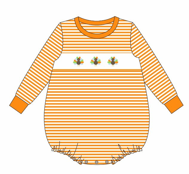 Premium orange turkey embroidery stripe bubble