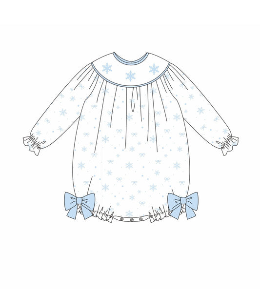 Premium blue snow bow embroidery bubble