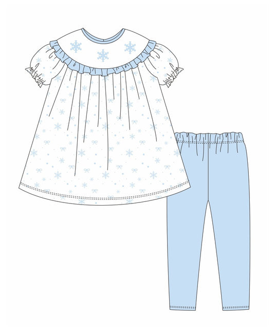 Premium blue snow bow pants set