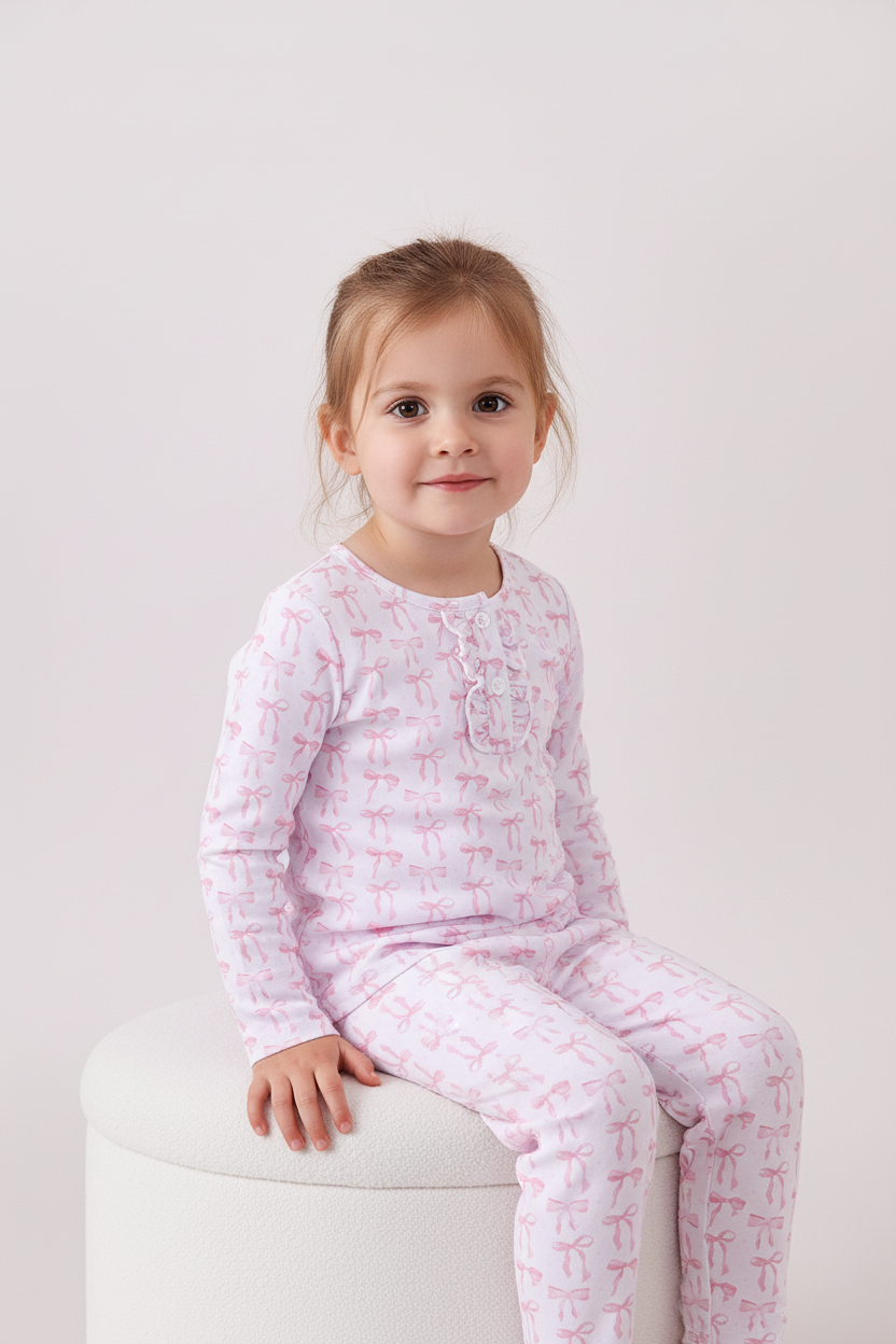 Premium tiny bow delight bamboo pants set