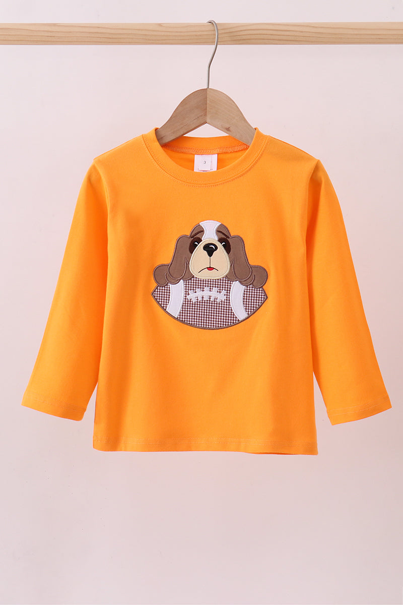 Premium Orange Tennessee puppy applique top